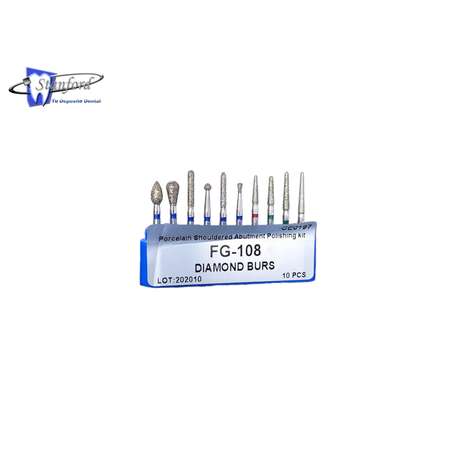Fresa Acabado Dientes Juego De 10 Fresas De Diamante FG-112 Para Laboratorio Dental - Corona Y Preparación De Dientes Anteriores Fresa Diamante Alta Velocidad