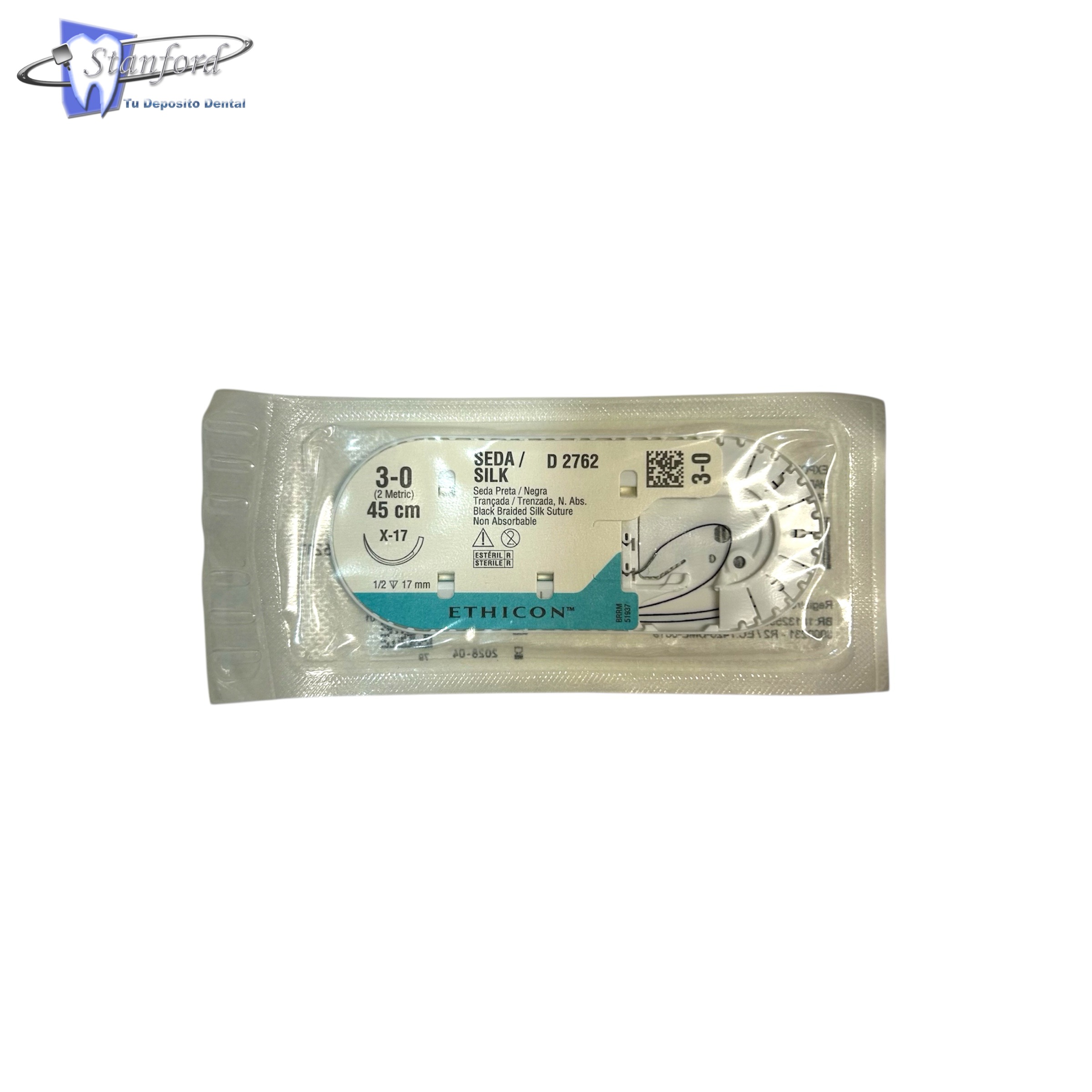 Sutura 3-0 Seda 45 X 1.7Cm